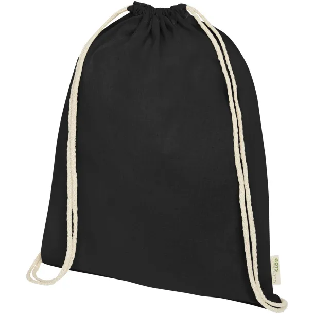 Orissa 100 g/m² GOTS organic cotton drawstring backpack Solid black