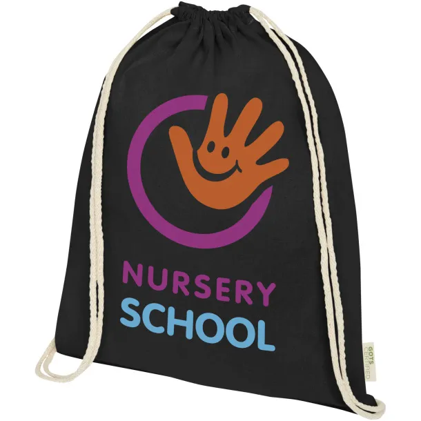 Orissa 140 g/m² GOTS organic cotton drawstring backpack Crna