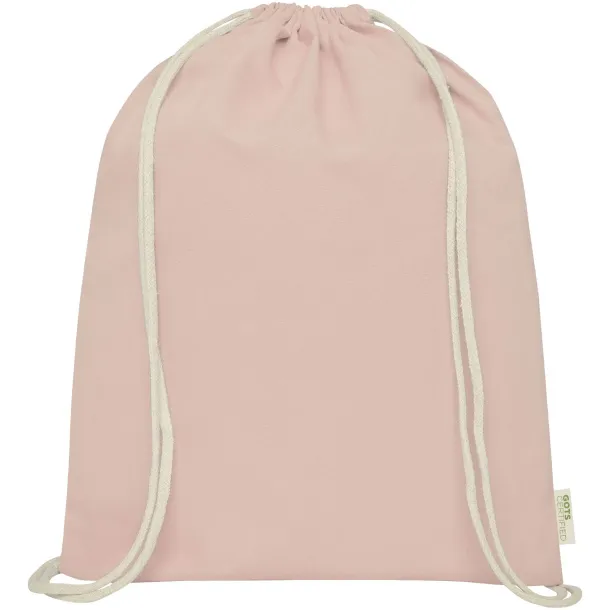 Orissa 140 g/m² GOTS organic cotton drawstring backpack Pale blush