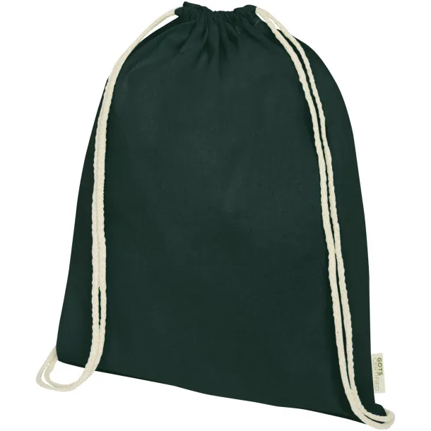 Orissa 140 g/m² GOTS organic cotton drawstring backpack Dark green