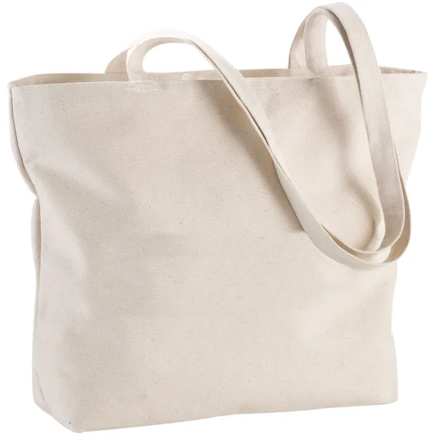 Ningbo 320 g/m² zippered cotton tote bag - Bullet Natural