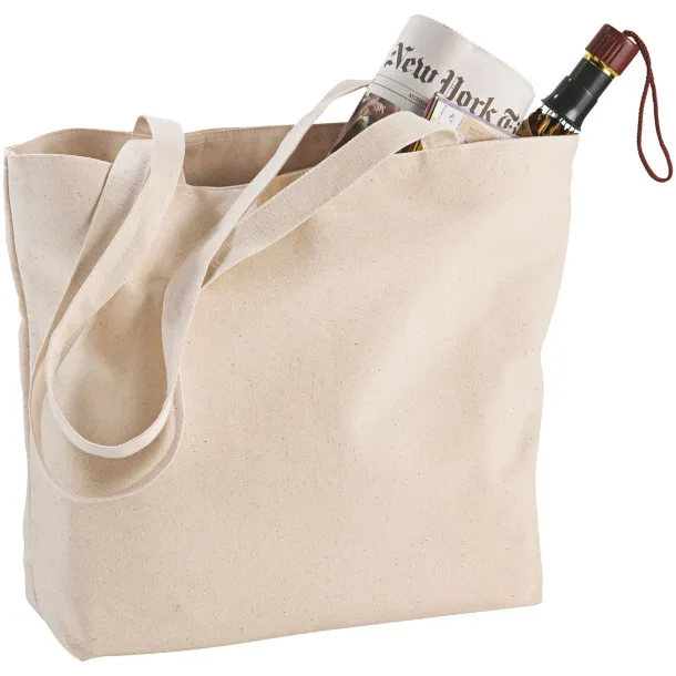 Ningbo 320 g/m² zippered cotton tote bag - Bullet Natural