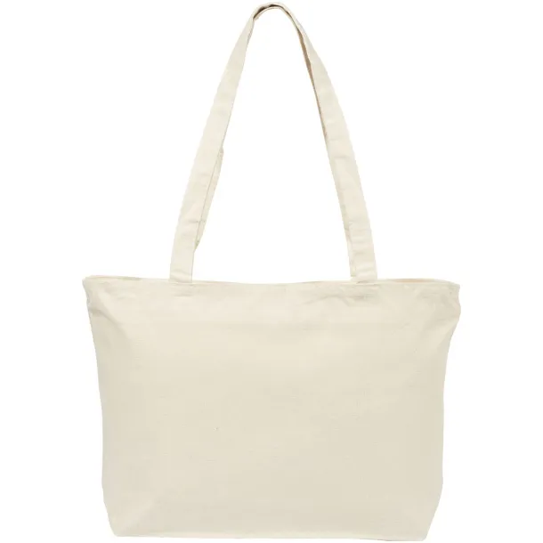 Ningbo 320 g/m² zippered cotton tote bag - Bullet Natural