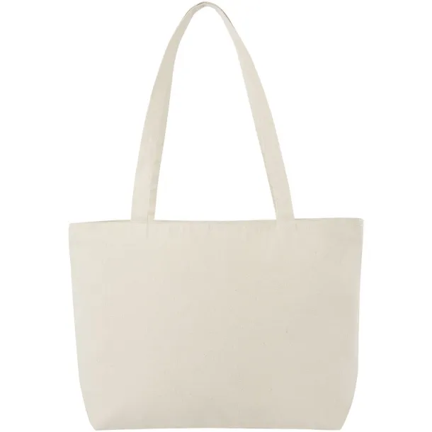 Ningbo 320 g/m² zippered cotton tote bag - Bullet Natural