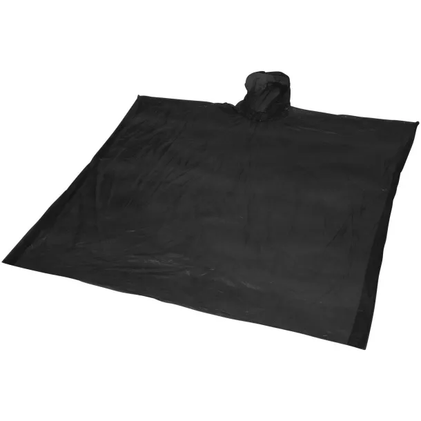 Ziva disposable rain poncho with storage pouch Solid black