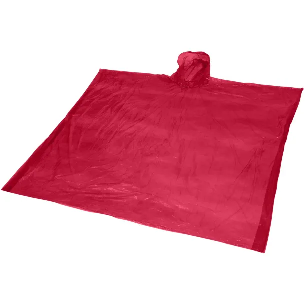 Ziva disposable rain poncho with storage pouch - Unbranded Red