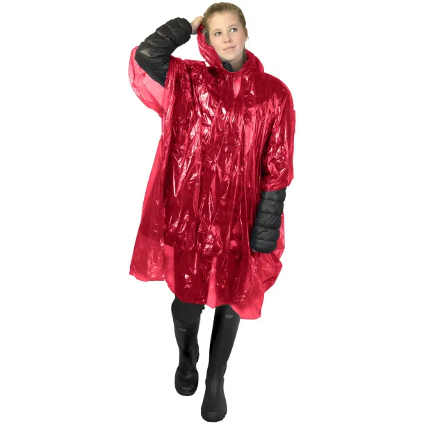 Ziva disposable rain poncho with storage pouch - Unbranded Red