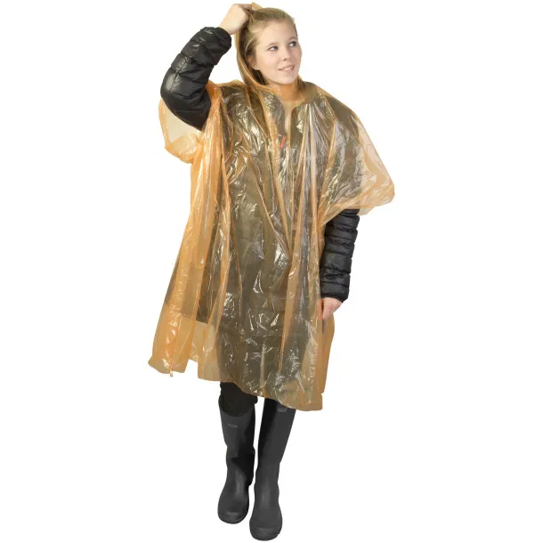 Ziva disposable rain poncho with storage pouch Orange