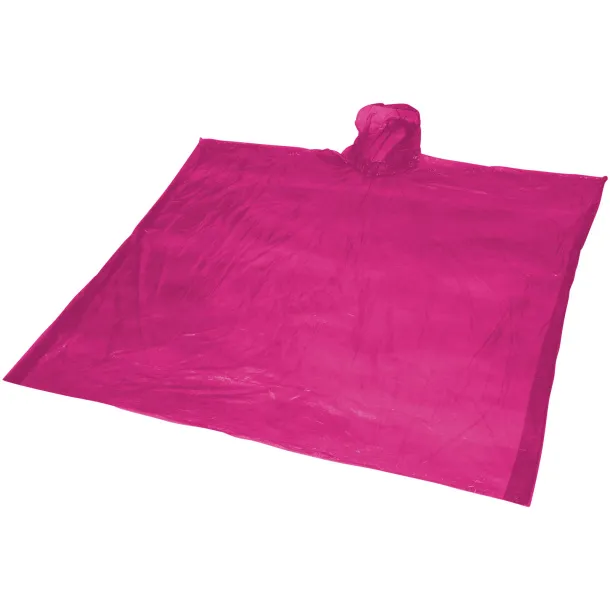 Ziva disposable rain poncho with storage pouch Transparent pink