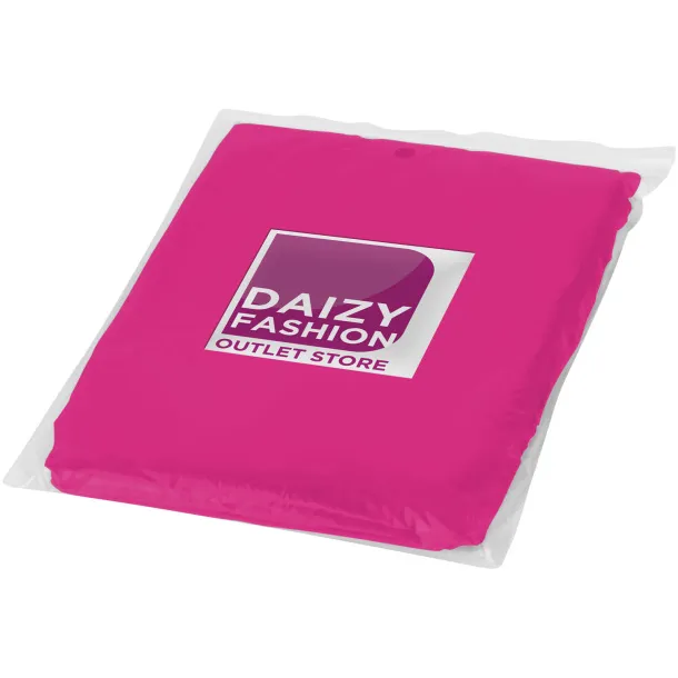 Ziva disposable rain poncho with storage pouch Transparent pink