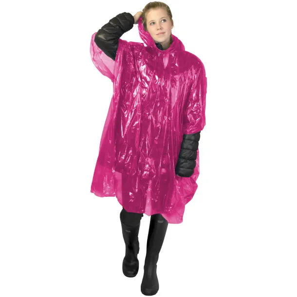 Ziva disposable rain poncho with storage pouch Transparent pink