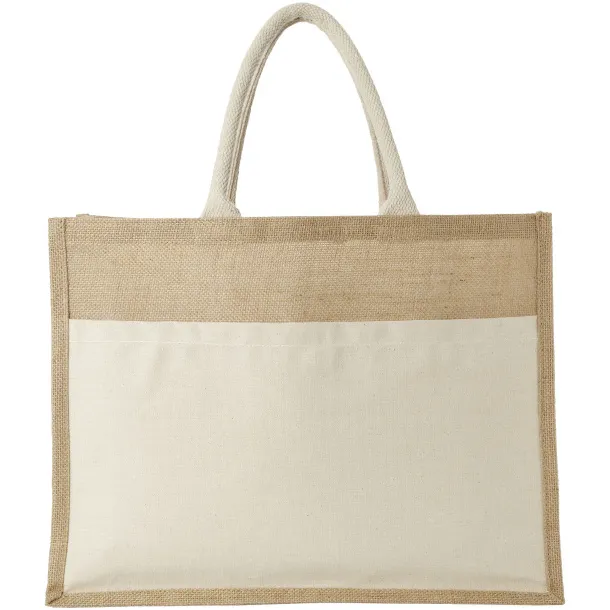 Mumbay cotton pocket jute tote bag Natural Natural