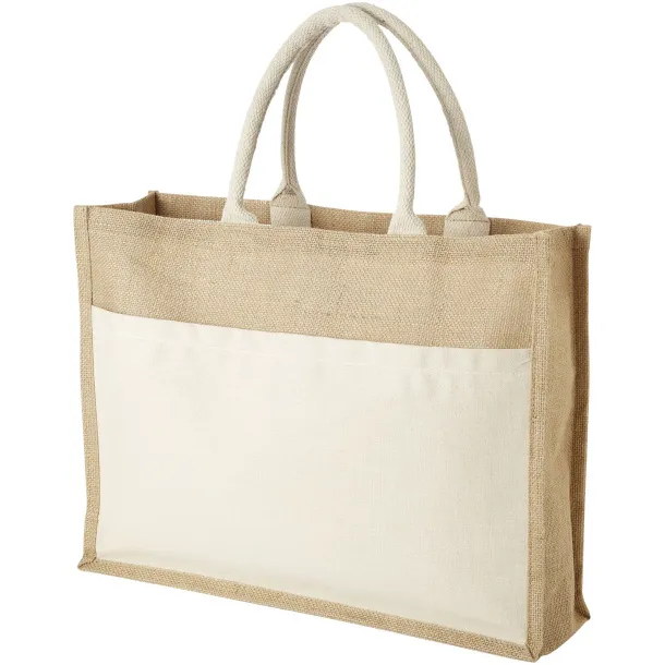 Mumbay cotton pocket jute tote bag Natural Natural