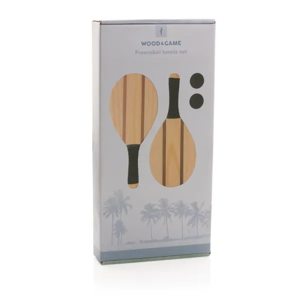  Wooden frescobol tennis set - XD Collection Brown 