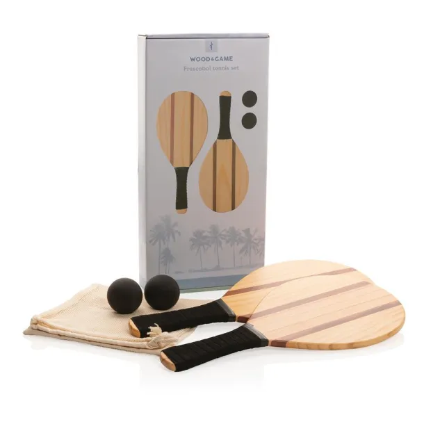  Wooden frescobol tennis set - XD Collection Brown 