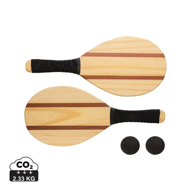  Wooden frescobol tennis set - XD Collection Brown 