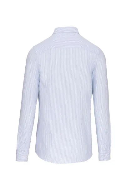  LONG-SLEEVED WASHED OXFORD COTTON SHIRT - Kariban White Oxford Blue