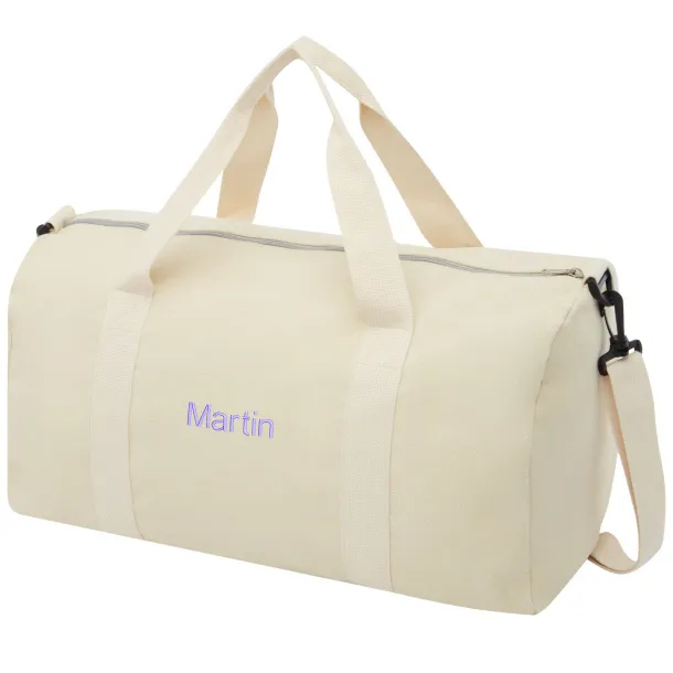 Pheebs 210 g/m² recycled cotton and polyester duffel bag Natural