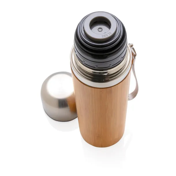  Bamboo vacuum travel flask - XD Collection Brown 