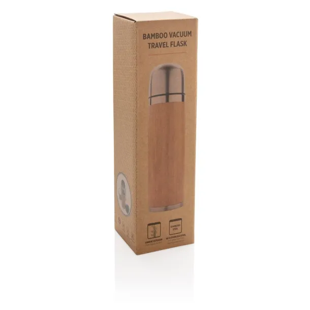  Bamboo vacuum travel flask - XD Collection Brown 