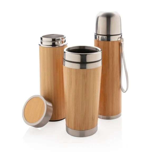  Bamboo vacuum travel flask - XD Collection Brown 