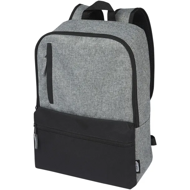 Reclaim GRS reciklirani dvobojni ruksak za 15" laptop - Bullet Solid black Heather grey