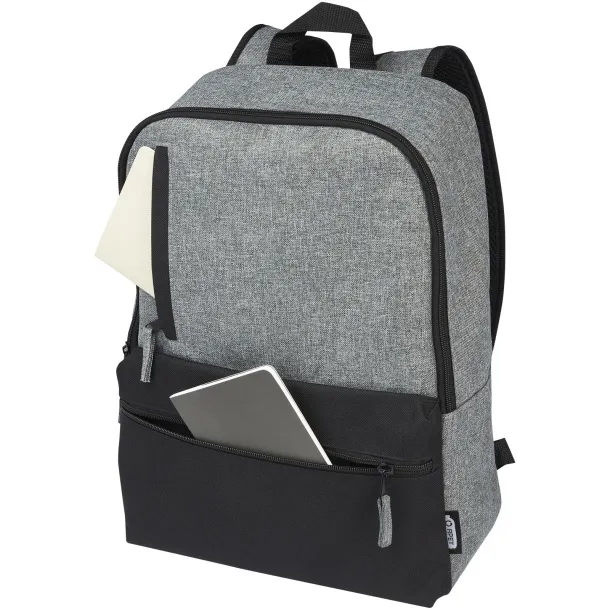 Reclaim GRS reciklirani dvobojni ruksak za 15" laptop - Bullet Solid black Heather grey