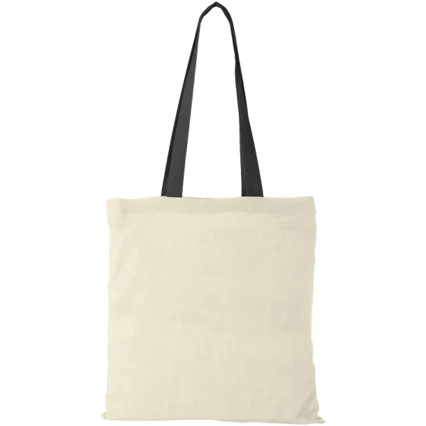Nevada 100 g/m² cotton tote bag coloured handles Natural Crna