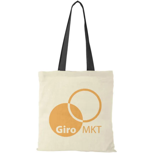 Nevada 100 g/m² cotton tote bag coloured handles Natural Crna