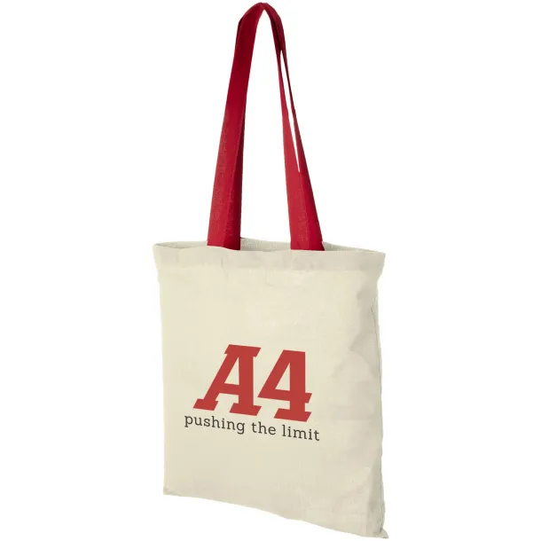 Nevada 100 g/m² cotton tote bag coloured handles Natural Red