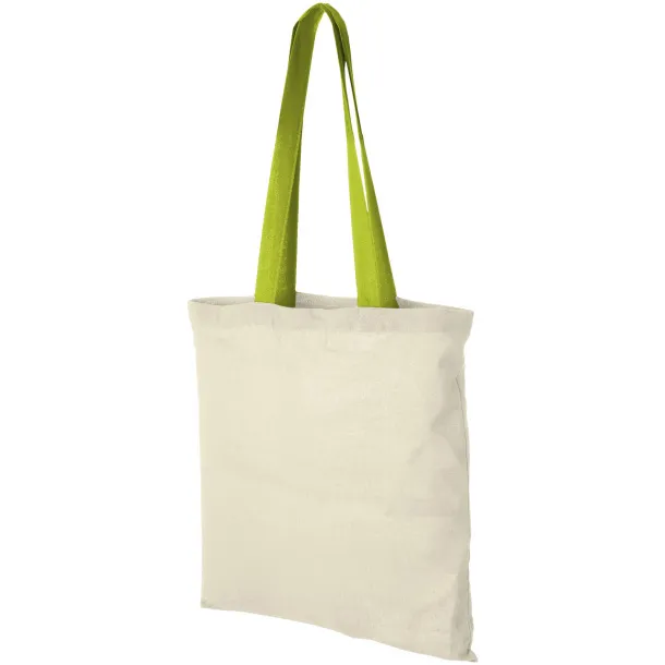 Nevada 100 g/m² cotton tote bag coloured handles Natural Lime