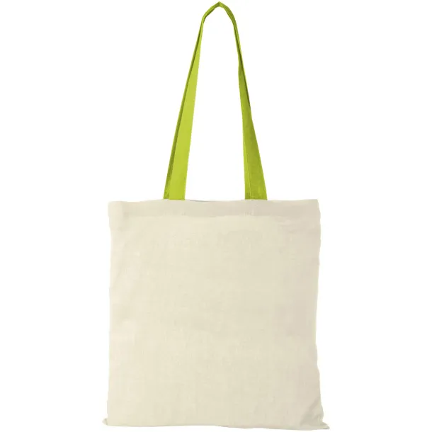 Nevada 100 g/m² cotton tote bag coloured handles Natural Lime