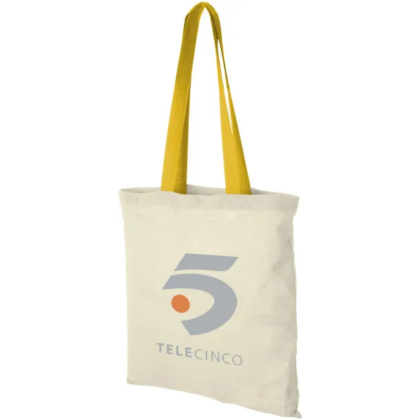 Nevada 100 g/m² cotton tote bag coloured handles Natural Yellow