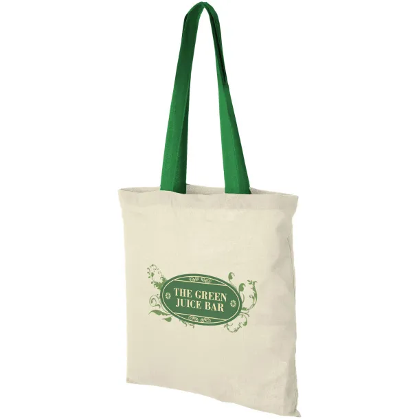 Nevada 100 g/m² cotton tote bag coloured handles Natural Transparent green