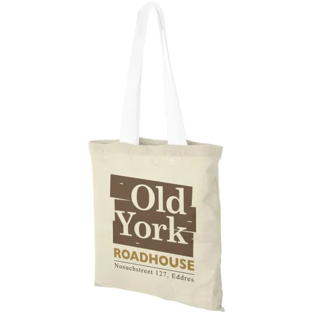 Nevada 100 g/m² cotton tote bag coloured handles Natural White