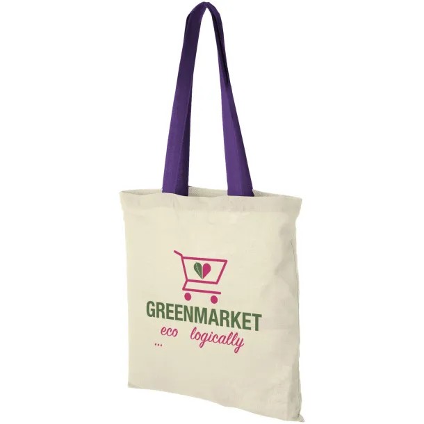 Nevada 100 g/m² cotton tote bag coloured handles Natural Lavanda