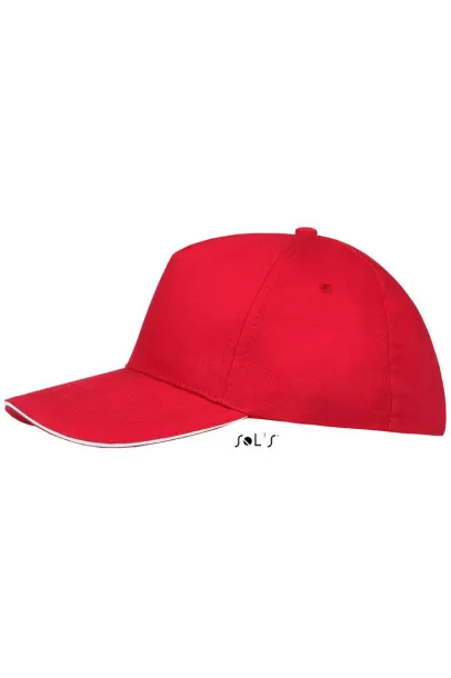 SOL'S SUNNY FIVE PANEL CAP - SOL'S Red White