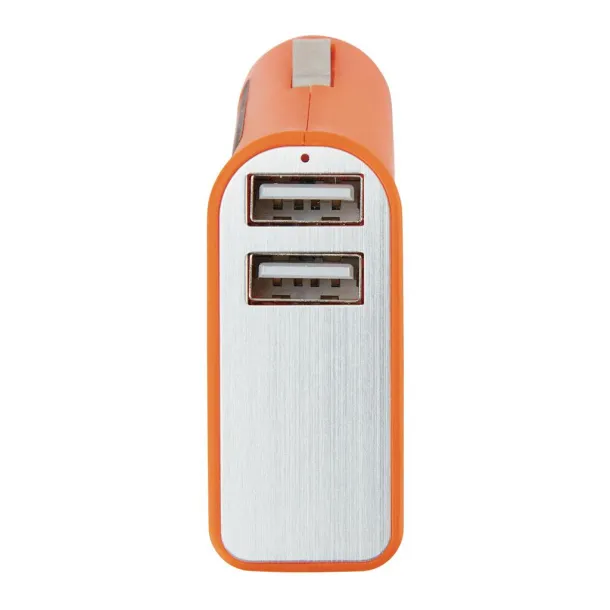  Dual port car charger with belt cutter and hammer - XD Collection Orange Silver