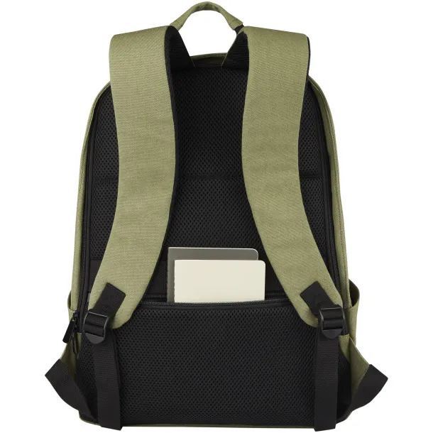 Joey anti-theft ruksak za 15,6" laptop od GRS recikliranog platna, 18L Maslinasta