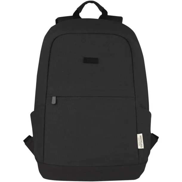 Joey 15.6" GRS recycled canvas anti-theft laptop backpack 18L Solid black