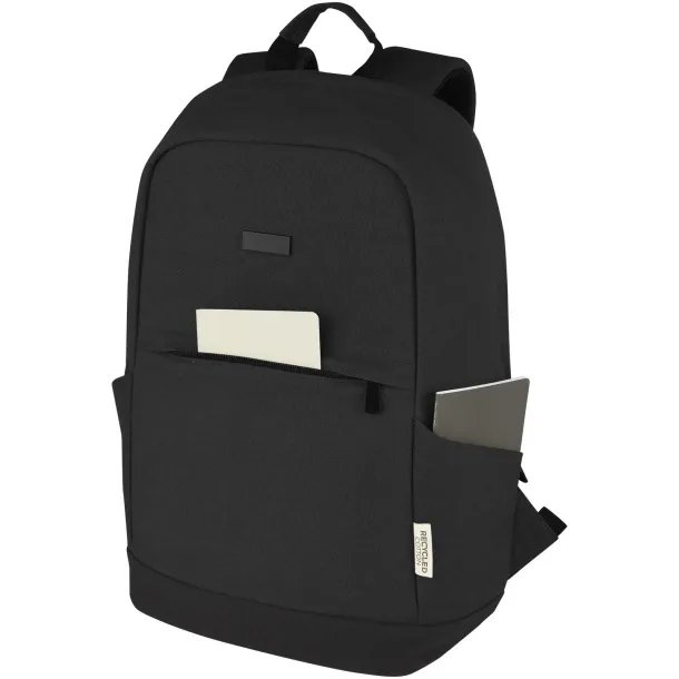 Joey 15.6" GRS recycled canvas anti-theft laptop backpack 18L Solid black