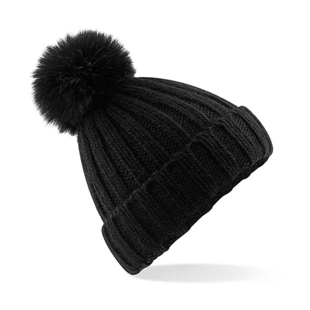  Verbier Fur Pop Pom Chunky Beanie - Beechfield Black