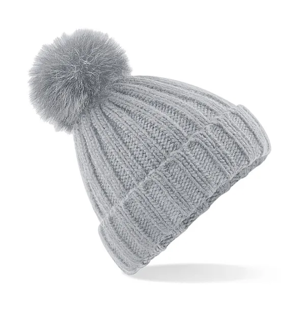  Kapa s pom pomom od umjetnog krzna - Beechfield Light Grey