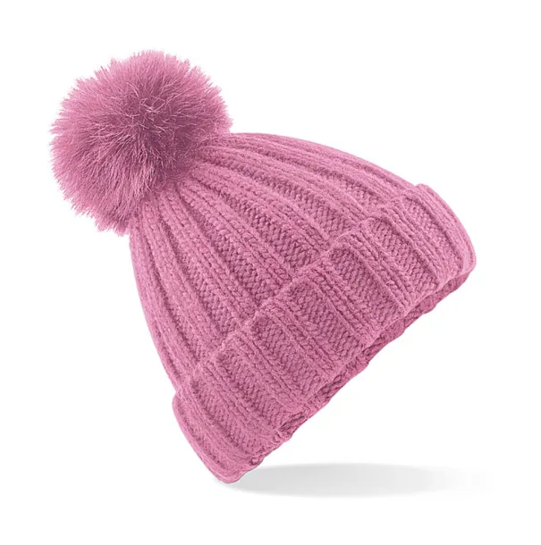  Verbier Fur Pop Pom Chunky Beanie - Beechfield Dusky Pink