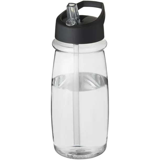 H2O Pulse 600 ml spout lid sport bottle - Unbranded White Solid black