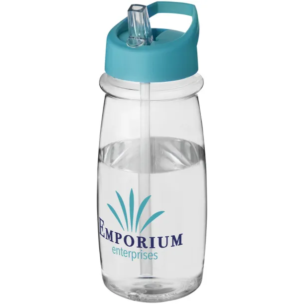 H2O Pulse 600 ml spout lid sport bottle - Unbranded White Aqua blue