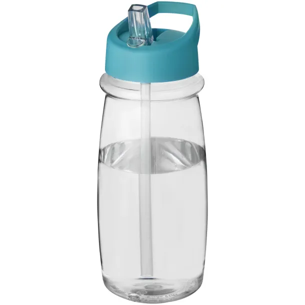 H2O Pulse 600 ml spout lid sport bottle - Unbranded White Aqua blue