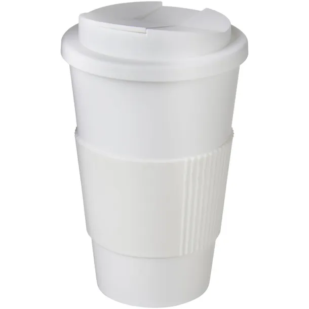 Americano® 350 ml tumbler with grip & spill-proof lid - Unbranded White