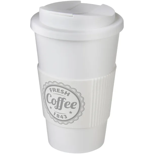 Americano® 350 ml tumbler with grip & spill-proof lid - Unbranded White