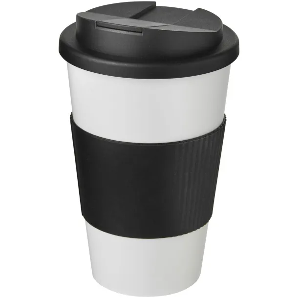 Americano® 350 ml tumbler with grip & spill-proof lid - Unbranded White Solid black